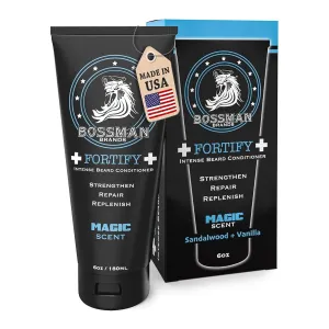 Bossman Fortify Intense Beard Conditioner for Men (Magic Scent) – Moisturizes, Replenishes & Protects with Natural Ingredients – Thicker Formula, Made in USA