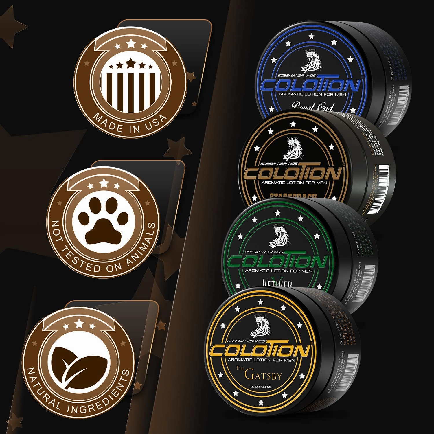 Bossman Colotion - 2 in 1 Men's Lotion and Cologne – Moisturizing Body Cream - Hydrating Scented Body Lotion - Mens Scented Lotion for Daily Use (Variety Pack)