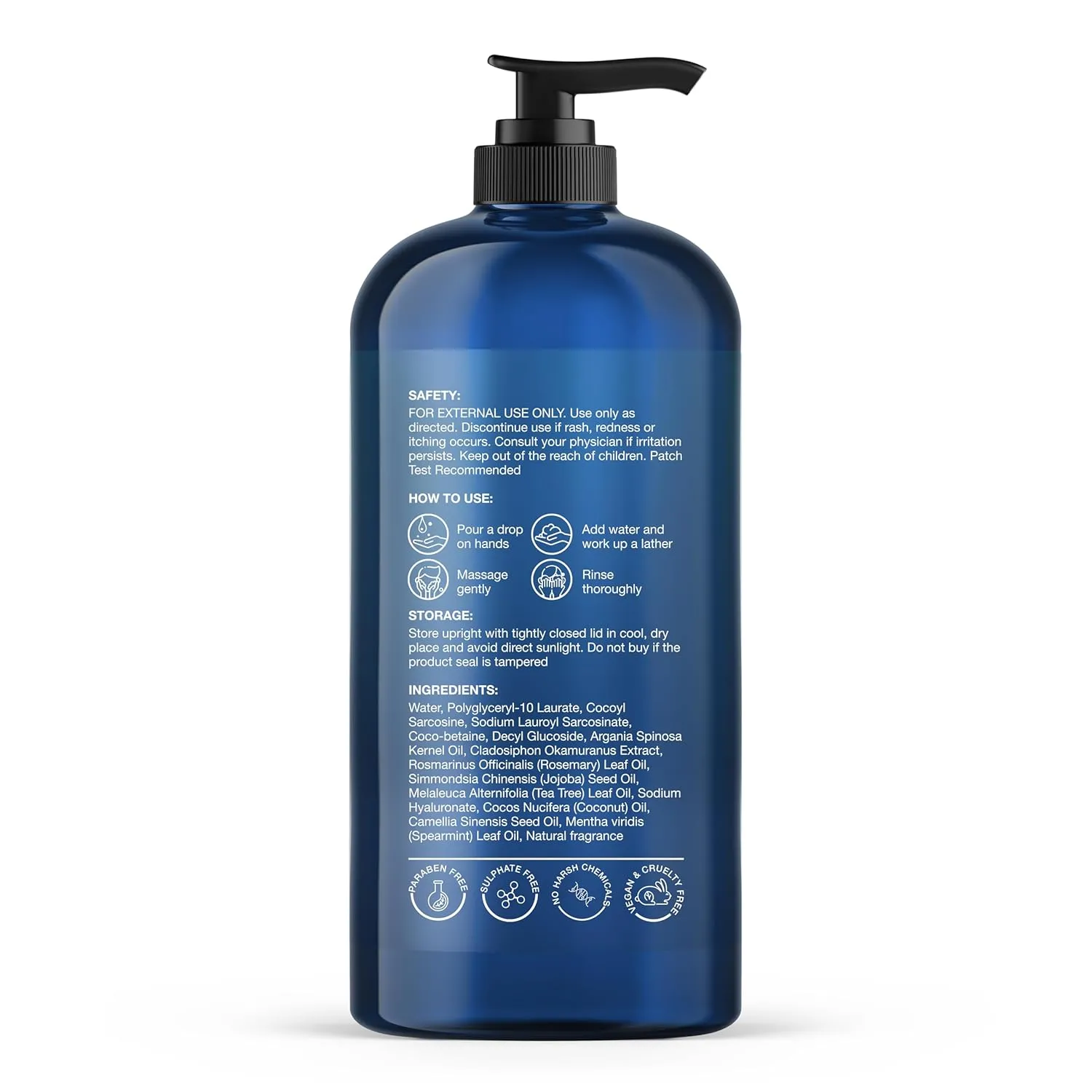 Botanic Hearth Tea Tree Face Wash with Mint - Acne Fighting, Premium, Hydrating Liquid Face Soap with Pure Tea Tree Oil - for Women and Men, Paraben Free, Fights Acne - 16 fl oz