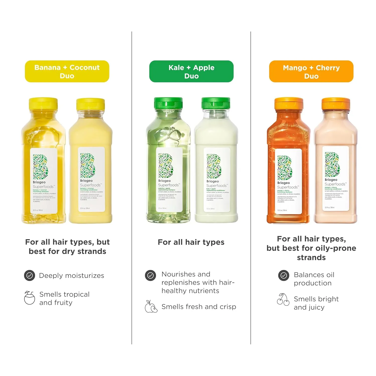 Briogeo Superfoods Banana   Coconut Hair Pack, Replenish Dull, Dry Hair and Supports Healthy Hair and Scalp, Moisturizing for All Hair Textures, Hydrating Cleanse, Vegan, Cruelty-Free, 2 x 12.5 fl oz