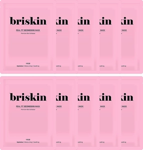 Briskin Korean Skincare Face Mask Bio-Cellulose Sheet Real Fit Secondskin Mask Moisture Concentration 1 Box (10 Sheets) for Dry, Sensitive Skin Typ