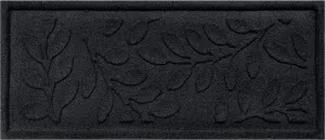 Bungalow Flooring Waterhog Indoor/Outdoor Boot Tray, 15 by 36 inches, Made in USA, Skid Resistant, Easy to Clean, Catches Water and Debris, Brittney Leaf Pattern, Charcoal