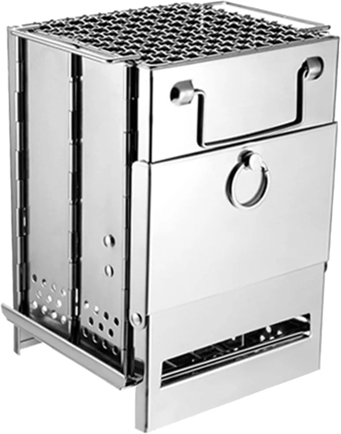 Camp Stove Backpacking Portable, Foldable Camping Burner Stove, Multifunctional Stainless Steel Charcoal Grill for Hiking Picnic Cooking Outdoor(Size:L)