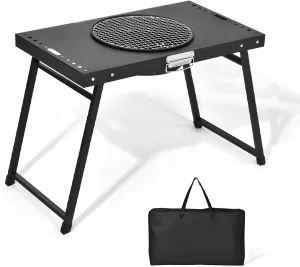 Camping Portable BBQ Barbecue Grill Outdoor, Charcoal Grill with Folding Table, BBQ Grill Removable with Storage Bag for Outdoor Camping, RV, Boat & Tailgates