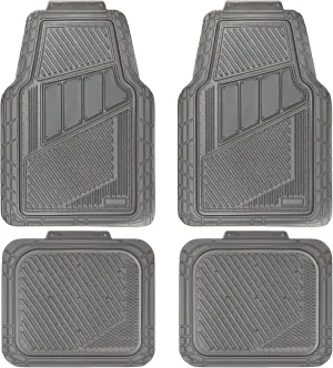 CAR PASS Heavy Duty Rubber Floor Mats Translucence Charcoal 4-Piece Car Mats Set - Universal Waterproof mats for SUV,Truck,Sedan,coupes Trim-to-fit, Durable All-Weather Anthracite Charcoal Black