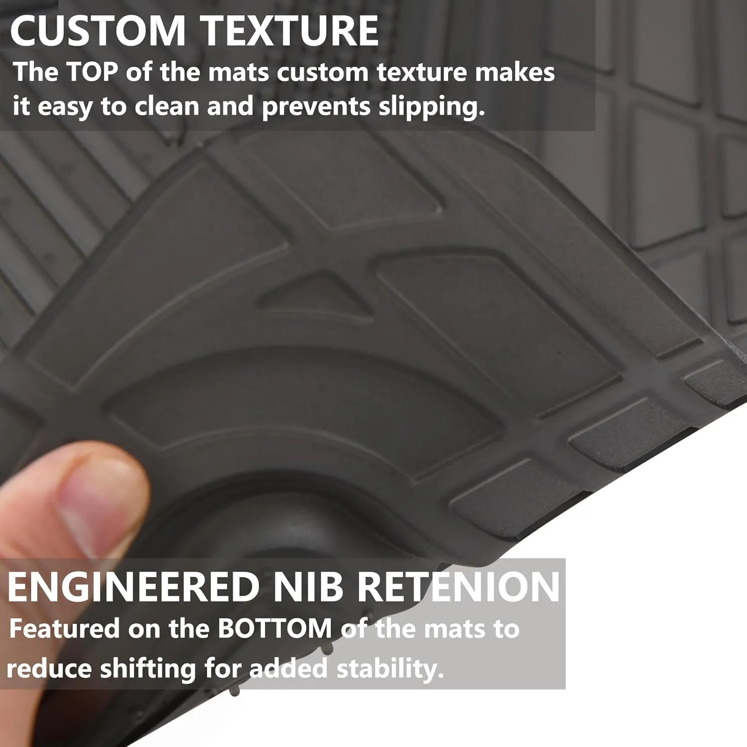 CAR PASS Heavy Duty Rubber Floor Mats Translucence Charcoal 4-Piece Car Mats Set - Universal Waterproof mats for SUV,Truck,Sedan,coupes Trim-to-fit, Durable All-Weather Anthracite Charcoal Black