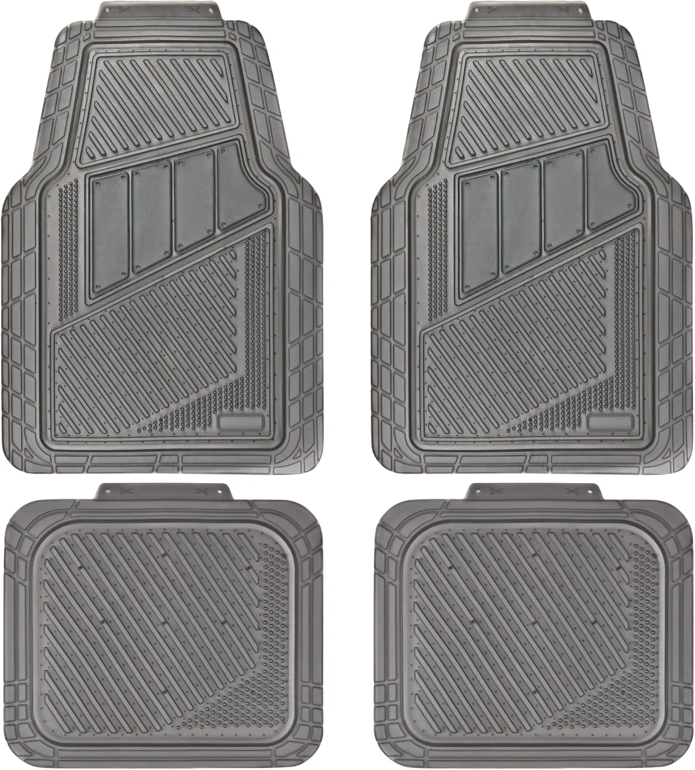 CAR PASS Heavy Duty Rubber Floor Mats Translucence Charcoal 4-Piece Car Mats Set - Universal Waterproof mats for SUV,Truck,Sedan,coupes Trim-to-fit, Durable All-Weather Anthracite Charcoal Black