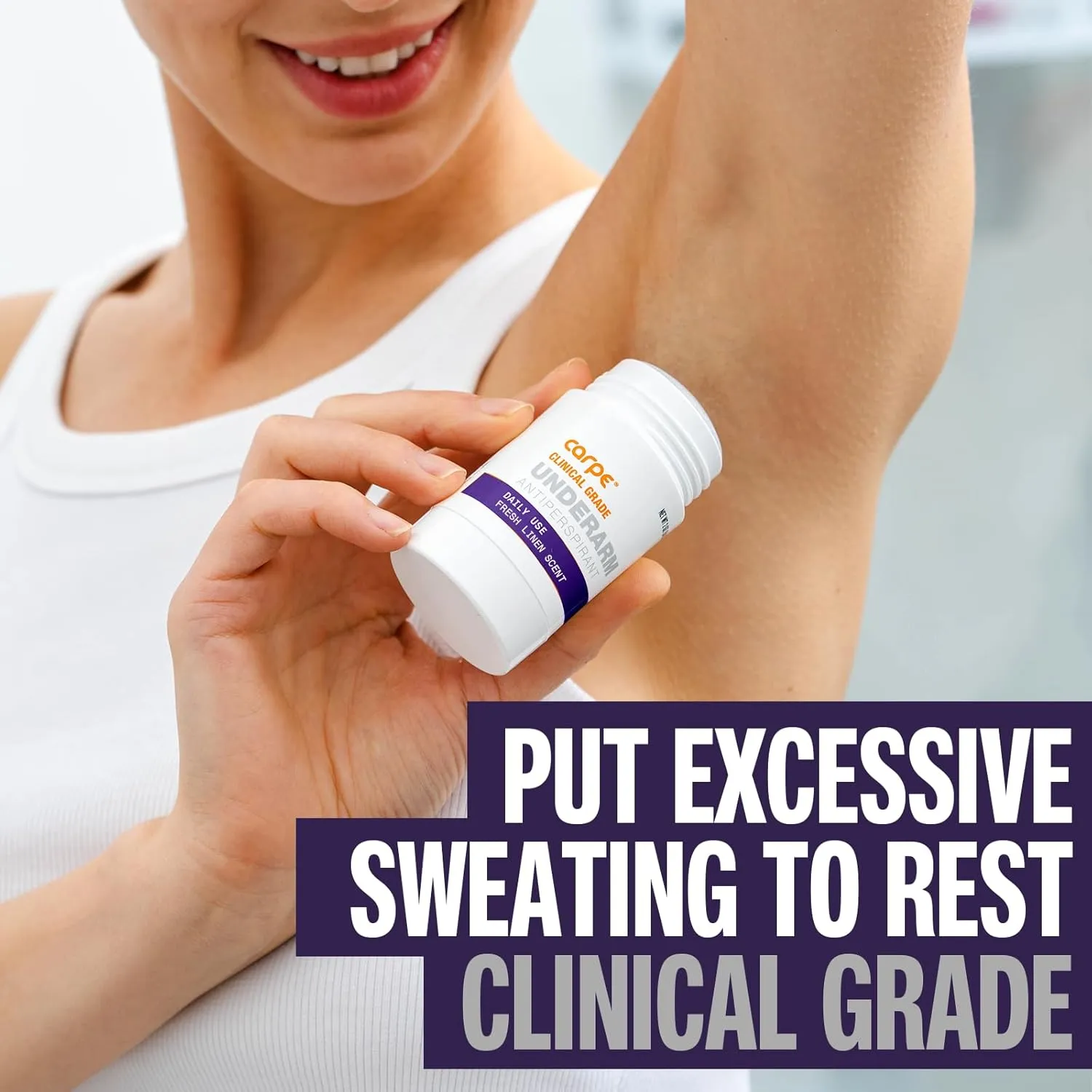 Carpe Clinical Strength Deodorant   Clinical Antiperspirant - Clinical Grade Solid Stick - Fresh Linen Scent - Combat Excessive Underarm Sweating - Great for Hyperhidrosis