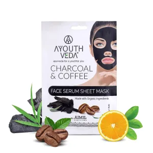 Charcoal & Coffee Face Serum Sheet Mask, Suitable for Both Men and Women | For Glowing Skin | Better Skin Texture & Surface | Keep Skin Hydrated & intensely Detoxified (Pack of 1; 20gm)