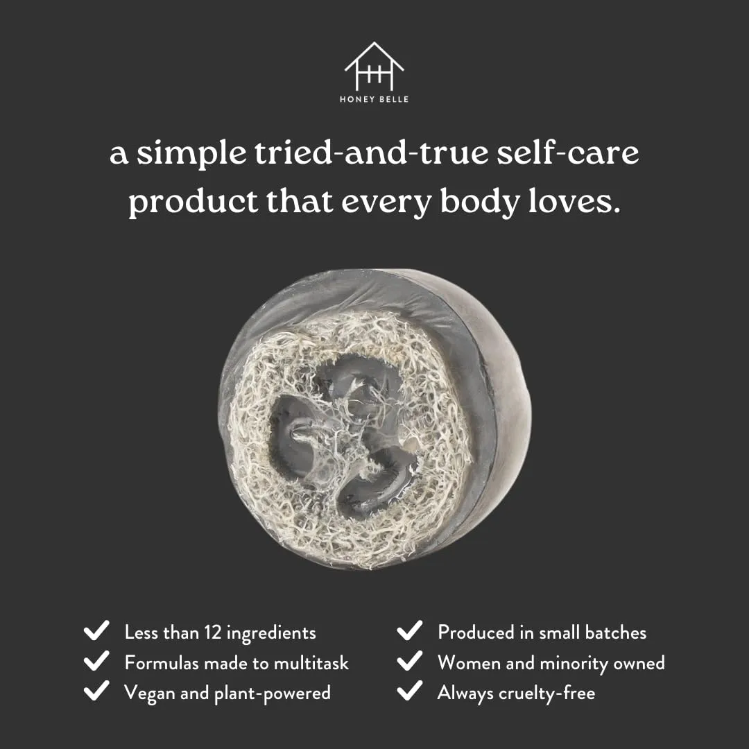 Charcoal Bamboo Exfoliating Loofah Soap 2-Pack - Exfoliating Bar Soap with Loofah Inside - Cleansing, Moisturizing, Nourishing, Scrubby Soap - Plant-Based, Eco-Friendly, Vegan