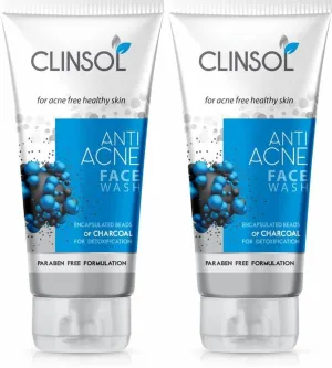 Clinsolsing Anti Acne Charcoal Face Wash Combo Pack, 140g, 2 Pieces