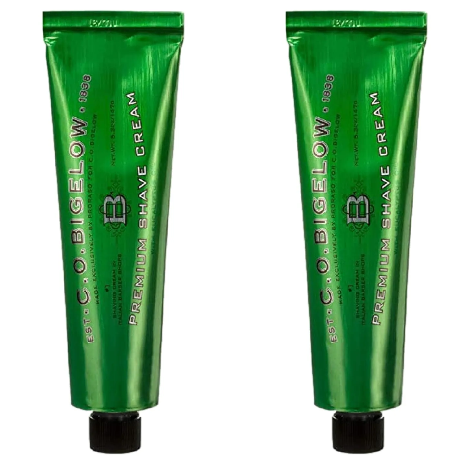 C.O. Bigelow Premium Shave Cream for Men with Eucalyptus and Coconut Oil, 5.2 Ounces, for All Skin Types Pack of 2