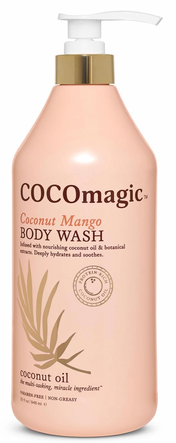 Cocomagic Coconut Mango Body Wash | Hydrating Coconut Oil & Shea Butter | Nourishes, Softens, Gently Cleanses | Paraben Free, Non-Greasy, Cruelty Free, Made in USA (32 Fl Oz)