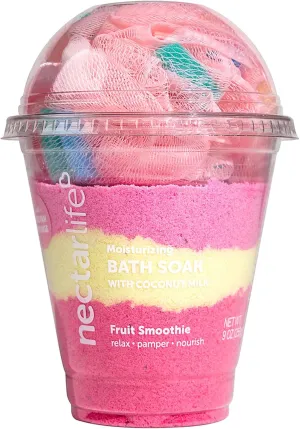 Coconut Milk Bath Soak, Salt Bath, Adult Bubble Bath, Natural Detox Foaming Body Soak, Foot Soak, Vegan Body Skin Care, 9 oz. (Fruit Smoothie)