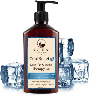 Cool Relief Gel with Menthol, Camphor, Wintergreen & Peppermint - Joint & Muscle Rub for Soreness, Stiffness & Aches - Relieving Menthol Gel Therapy 6oz