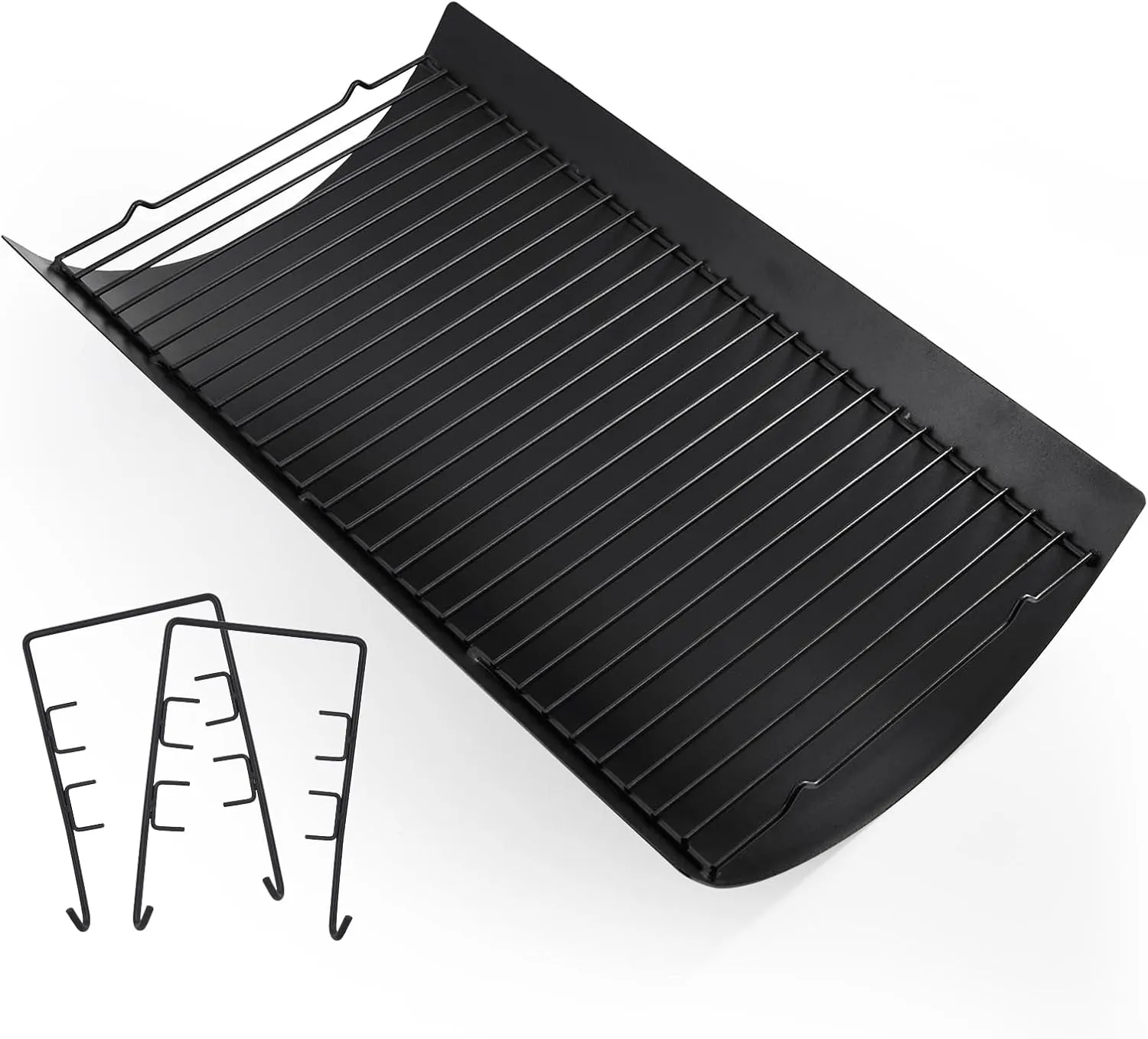 Criditpid 20 Inch Ash Pan Drip Pan Ashpan for Char-Griller 5050, 5072, 5650, 2123, 2223, 2823 Charcoal Grill, 20" Drip Pan Grates Replacement Part with 2pcs Fire Grate Hanger.