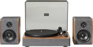 Crosley CR7501A-CL Nocturne 2-Speed Bluetooth Record Player Turntable with Matching Stereo Speakers, Charcoal