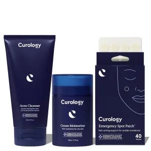Curology Acne Skin Care Set, 40 ct Emergency Spot Pimple Patches, Acne Cleanser Face Wash with 2.5% Benzoyl Peroxide, and Cream Face Moisturizer