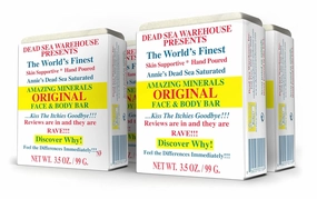 Dead Sea Warehouse - Dead Sea Salt Soap Bar - Original Face & Body Bar - Hydrating Mineral Soap for All Skin Types, Fragrance-Free – 4 Pack