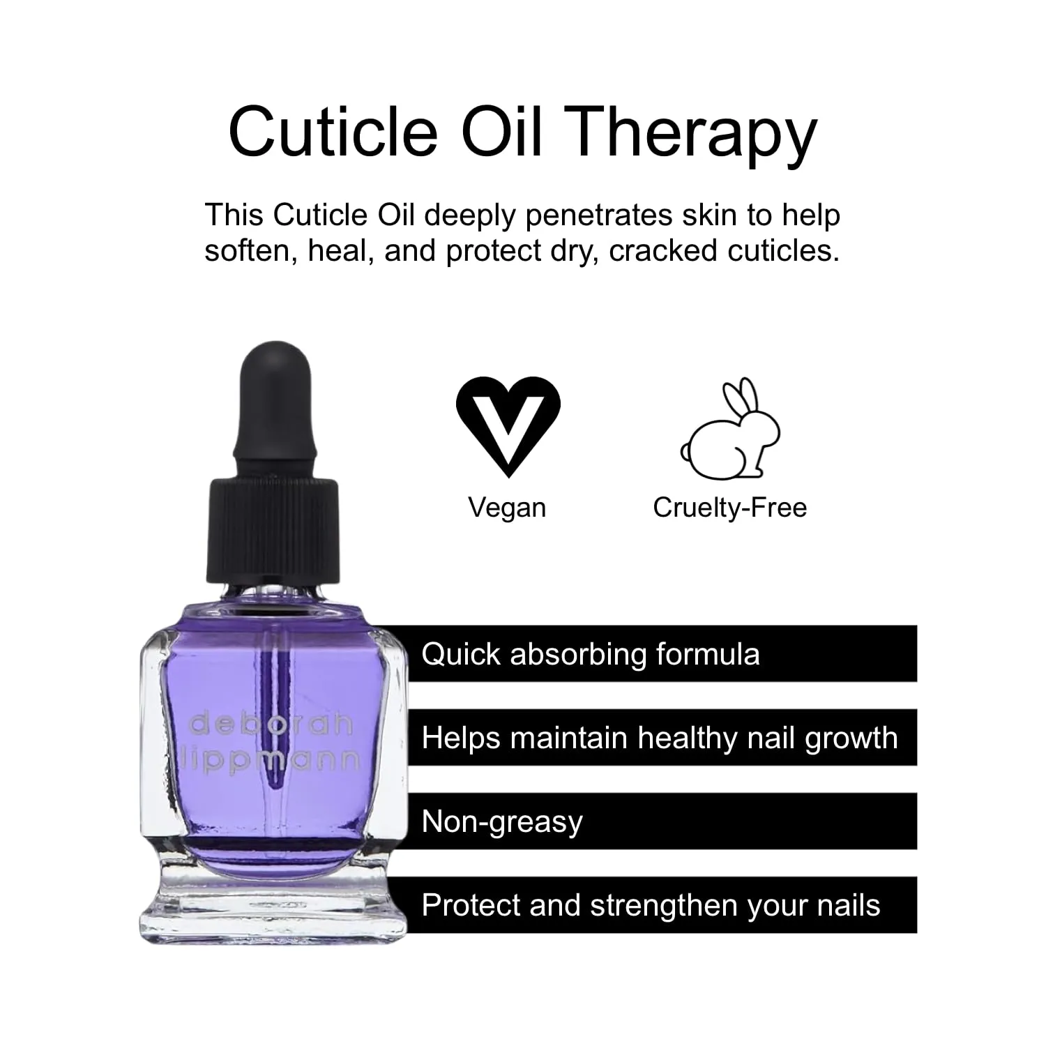 Deborah Lippmann Cuticle Oil, Hydrating Nail Care Treatment, Repair Dry Cuticles with Vitamin E and Coconut Oil, 0.50 Fl Oz
