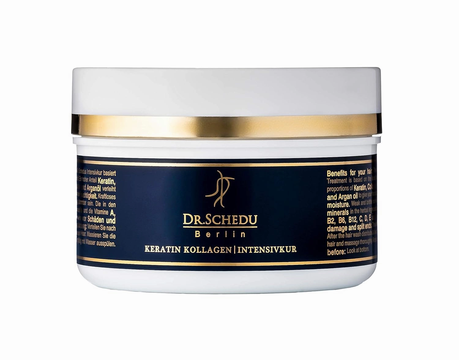 Deep Conditioning Hair Mask-Intensive Keratin Collagen Treatment: Dr. Schedu Hair Protein for Dry Damaged Hair–With Argan Oil Shea Butter Avocado Oil-Moisturizing Hair Repair Product ● Made in Germany
