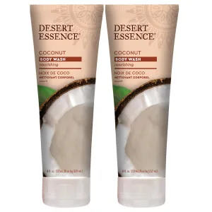 Desert Essence Coconut Body Wash Deep Hydration Infused with Moisture-Rich Botanicals Jojoba Oil, Organic Coconut & Shea Butter - Vegan, Gluten-Free, Cruelty-Free - 8oz (Pack of 2)