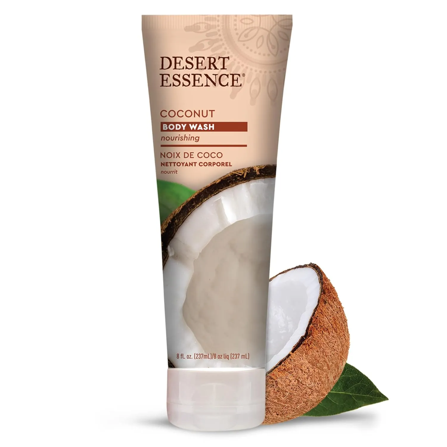Desert Essence Coconut Body Wash Deep Hydration Infused with Moisture-Rich Botanicals Jojoba Oil, Organic Coconut & Shea Butter - Vegan, Gluten-Free, Cruelty-Free - 8oz (Pack of 2)