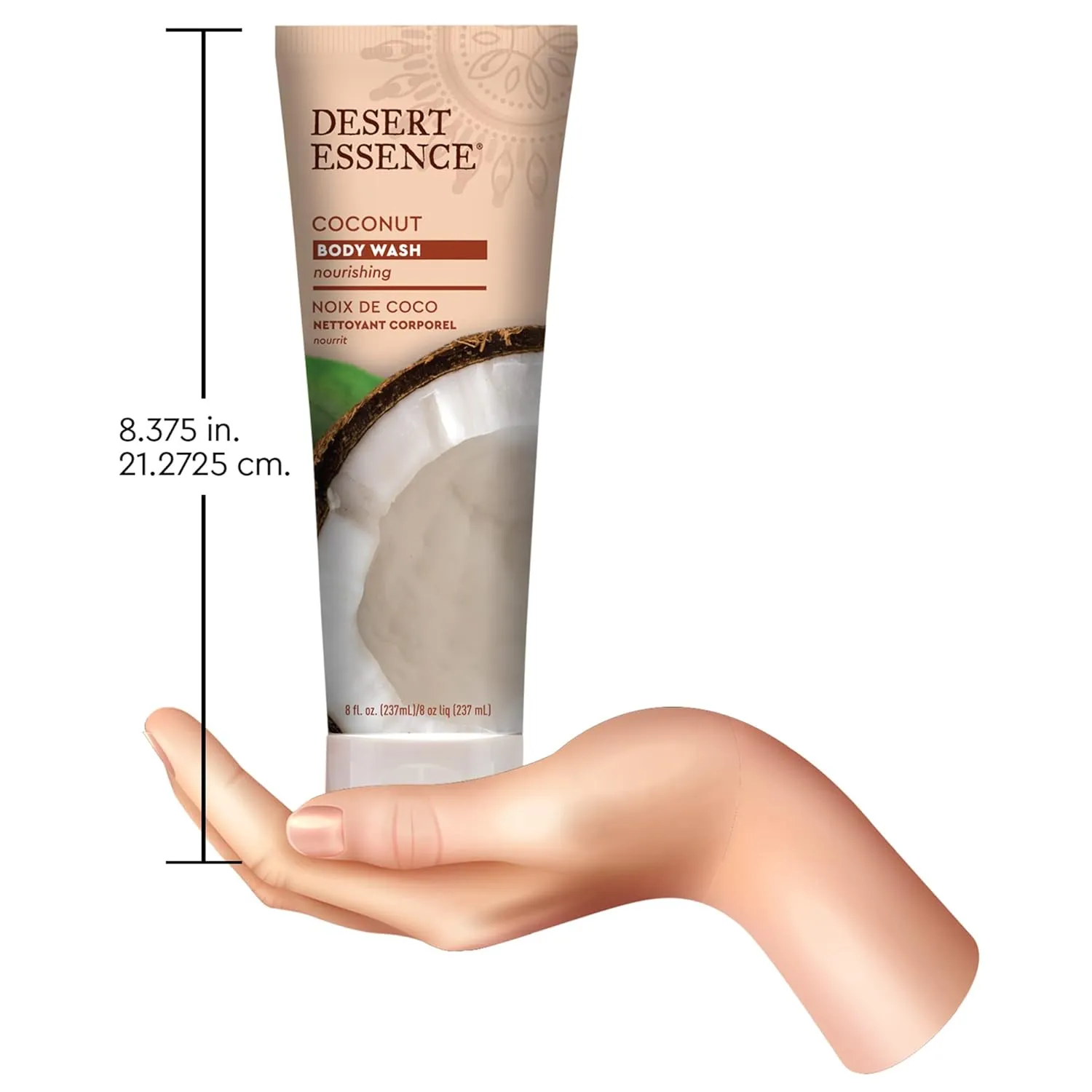 Desert Essence Coconut Body Wash Deep Hydration Infused with Moisture-Rich Botanicals Jojoba Oil, Organic Coconut & Shea Butter - Vegan, Gluten-Free, Cruelty-Free - 8oz (Pack of 2)