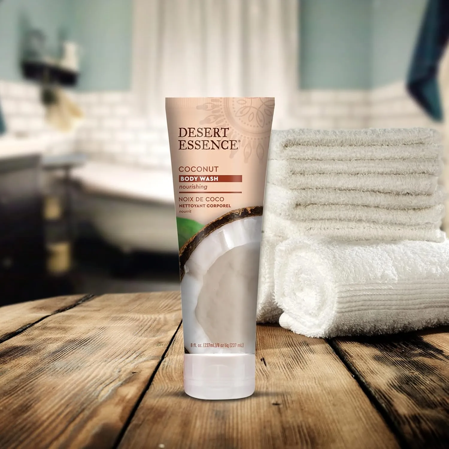 Desert Essence Coconut Body Wash Deep Hydration Infused with Moisture-Rich Botanicals Jojoba Oil, Organic Coconut & Shea Butter - Vegan, Gluten-Free, Cruelty-Free - 8oz (Pack of 2)