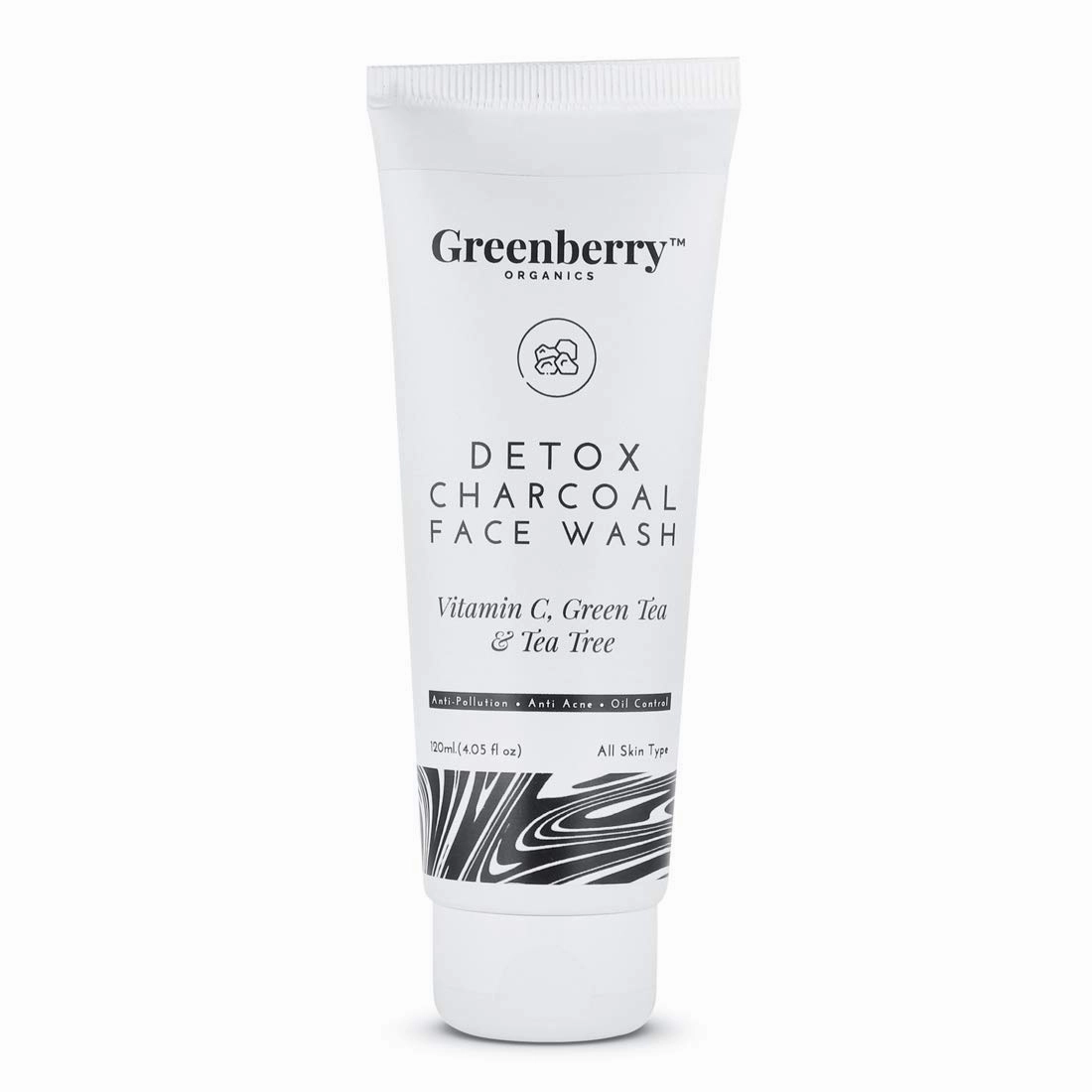 Detox Charcoal Face Wash with Vitamin C, Green Tea & Tea Tree , Anti- Acne & Oil Control, Unisex, 120 ML, 4.05 fl oz