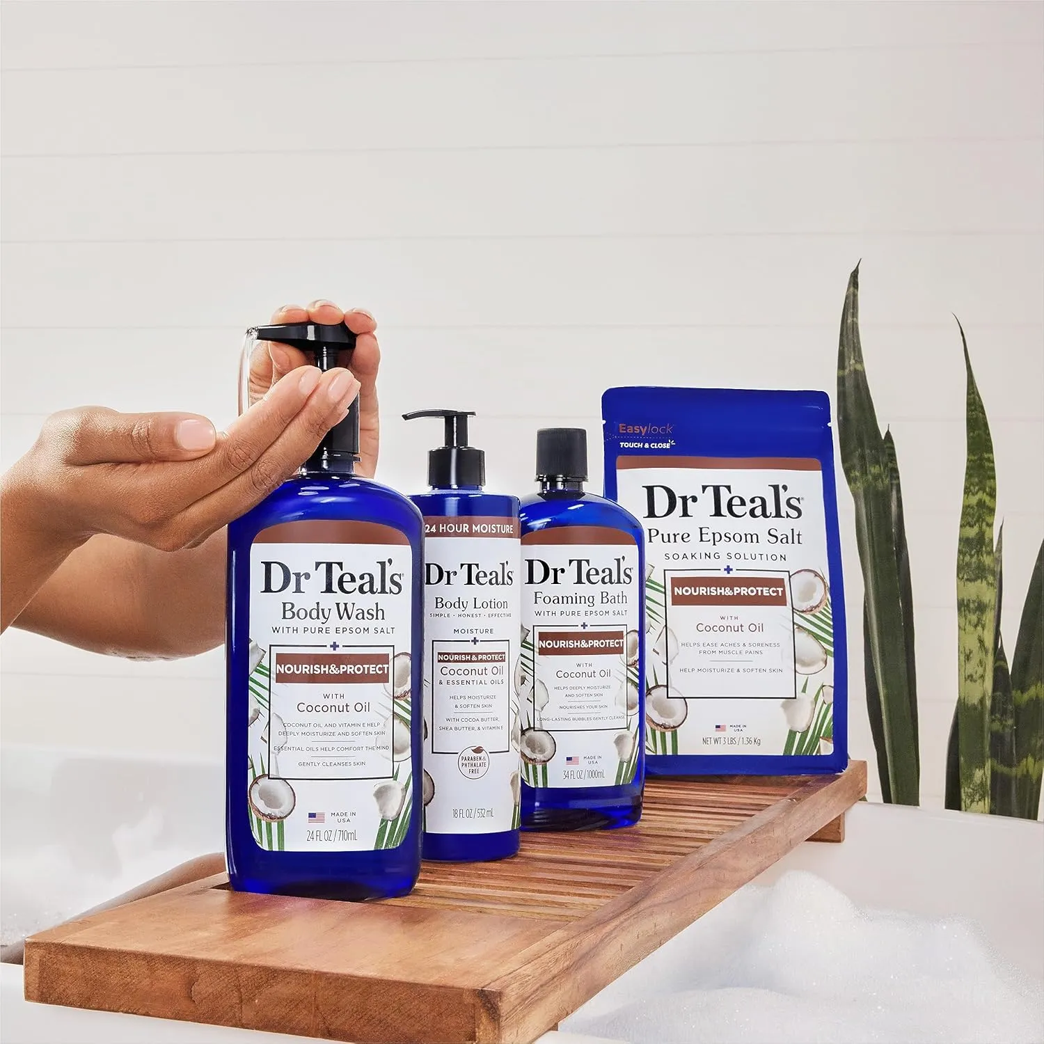 Dr Teal's 24 Hour Moisture  Body Lotion, Coconut Oil & Essential Oils, 18 fl oz (Pack of 3)