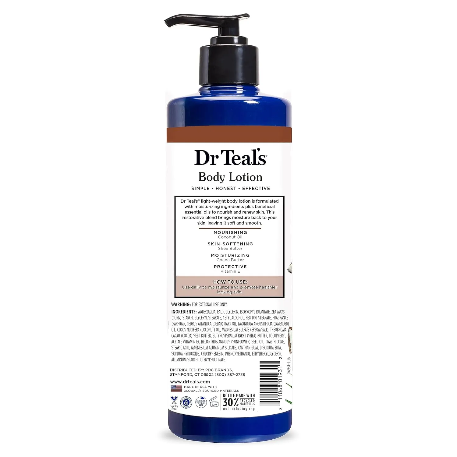 Dr Teal's 24 Hour Moisture  Body Lotion, Coconut Oil & Essential Oils, 18 fl oz (Pack of 3)