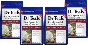 Dr. Teal's Shea Butter & Almond Oil Bath Soak Gift Set (4 Pack, 3lbs Ea.) - Soften and Moisturize Formula Blended with Pure Epsom Salt & Almond Oil - Treat Your Skin, Relieve Stress and Sore Muscles