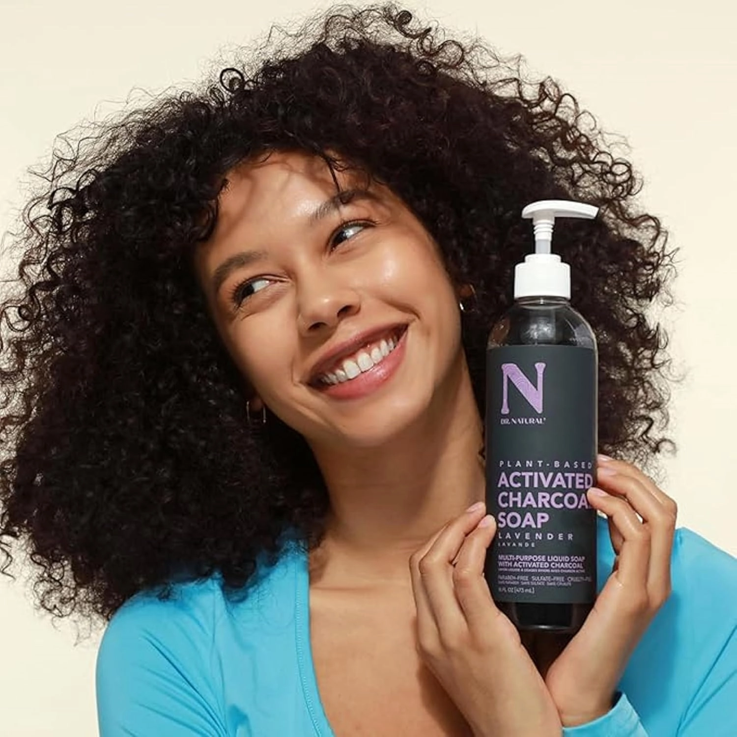 Dr. Natural Activated Charcoal Liquid Soap - Anti Acne and Blemishes - Deep Cleansing Body Wash - Gentle Body Soap for Clear Skin - Lavender - 16 oz (Pack of 2)