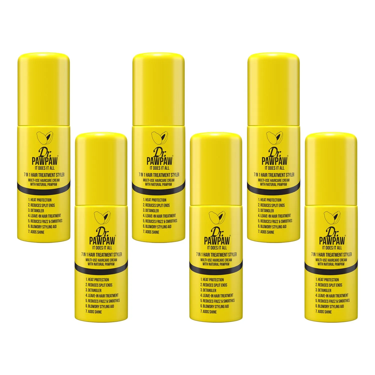 Dr.PAWPAW It Does It All: 7 in 1 Hair Treatment Styler with Papaya, Aloe Vera, Coconut Oil, Vegan & Natural (6 x 150 ml)