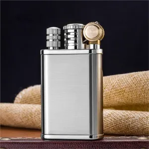 Dual-Function Military Brass Survival Lighter - Vintage Kerosene & Permanent Stormproof Matches Combo | Windproof/Waterproof Trench Design for Outdoor Camping/Hiking Kit(#3)