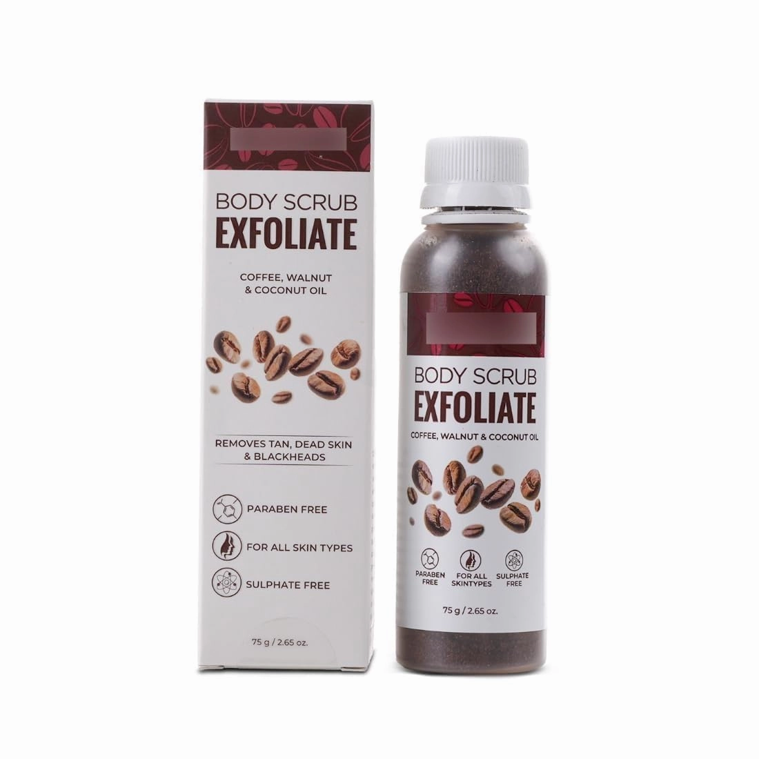 E.xfol.iate Coffee Scrub for Face & Body, Blackhead Remover, De Tan Removal Ayurveda, Dirt Removal from Neck, Knees, Elbows, Arms 75 g (Pack of 1)