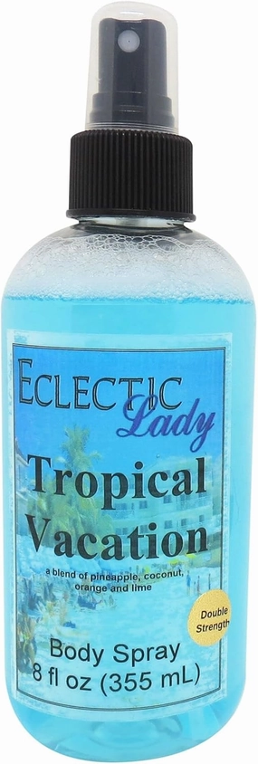 Eclectic Lady Tropical Vacation Body Spray, Double Strength, 8 ounces, Body Mist for Women with Clean, Light & Gentle Fragrance, Cologne with Soft, Subtle Aroma For Daily Use