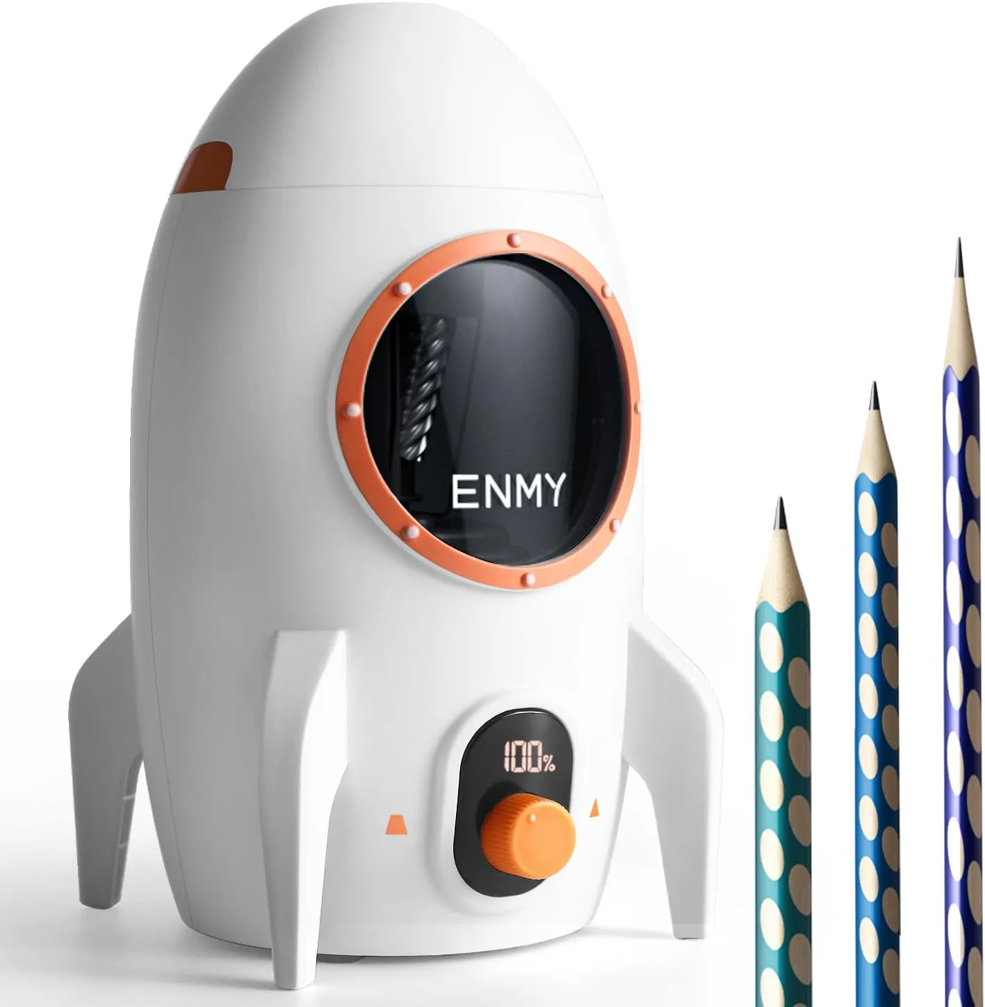 ENMY Electric Pencil Sharpener, Fully Automatic Pencil Sharpener for No.2/Colored Pencils(7-12mm), Auto in & Out, Totally Hands-Free Rechargeable Pencil Sharpener for Home, Classroom, Battery Powered