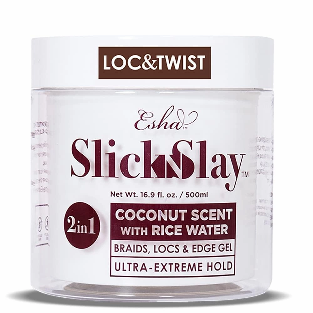Esha Slick N Slay Braiding Gel - 3-in-1 Ultra Extreme Hold Hydrating and Conditioning Gel for Locs, Twists, Braids, and Edges (COCONUT, 17 oz.)