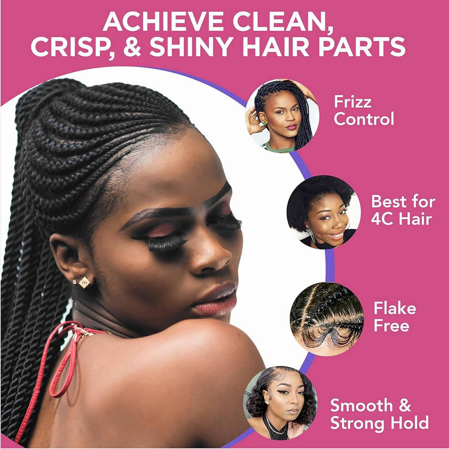Esha Slick N Slay Braiding Gel - 3-in-1 Ultra Extreme Hold Hydrating and Conditioning Gel for Locs, Twists, Braids, and Edges (COCONUT, 17 oz.)