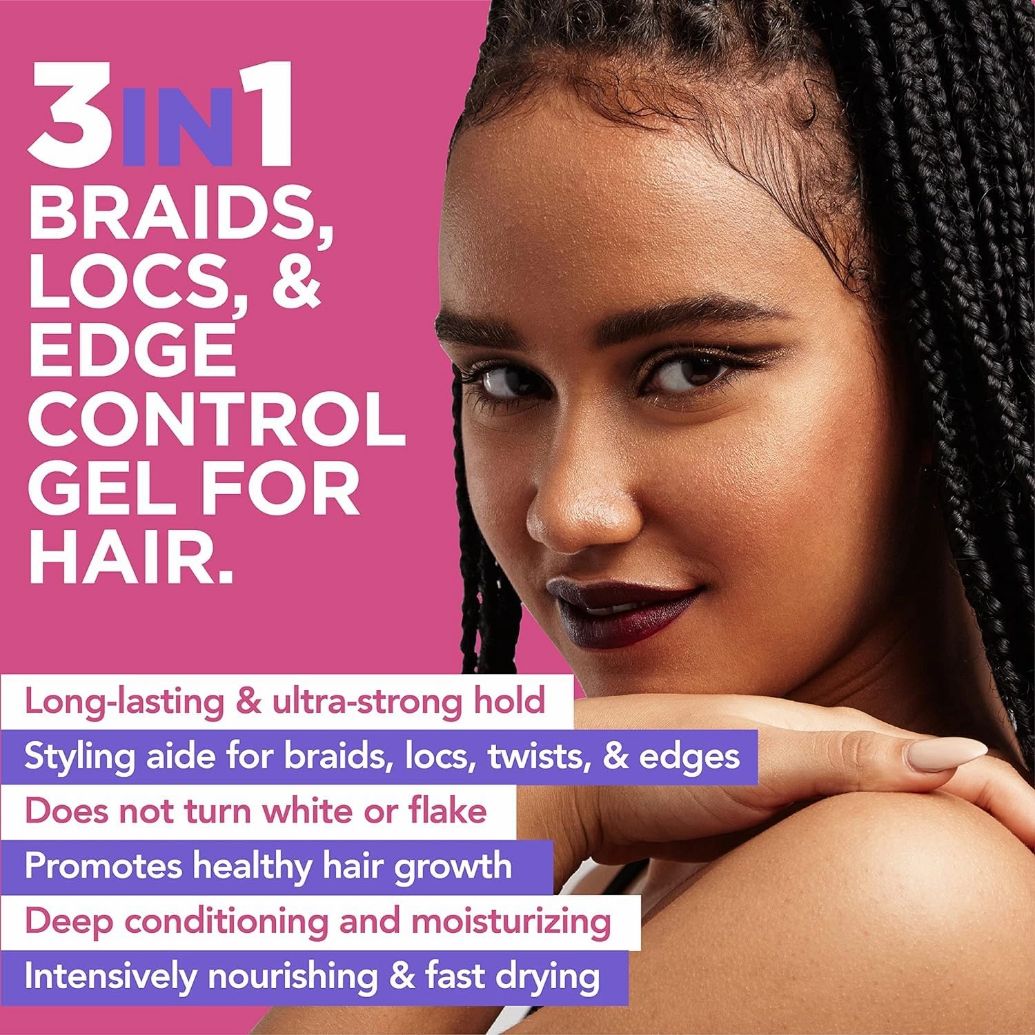 Esha Slick N Slay Braiding Gel - 3-in-1 Ultra Extreme Hold Hydrating and Conditioning Gel for Locs, Twists, Braids, and Edges (COCONUT, 17 oz.)