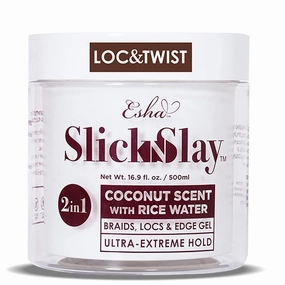 Esha Slick N Slay Braiding Gel - 3-in-1 Ultra Extreme Hold Hydrating and Conditioning Gel for Locs, Twists, Braids, and Edges (COCONUT, 17 oz.)