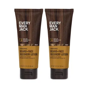 Every Man Jack Beard   Face Recovery Lotion-Moisturizes Relieves Dry Skin and Beard Itch - Light Sandalwood Scent-Made w/Naturally Derived Ingredients like Coconut Oil, and Witch Hazel-3.2oz(2 pack)