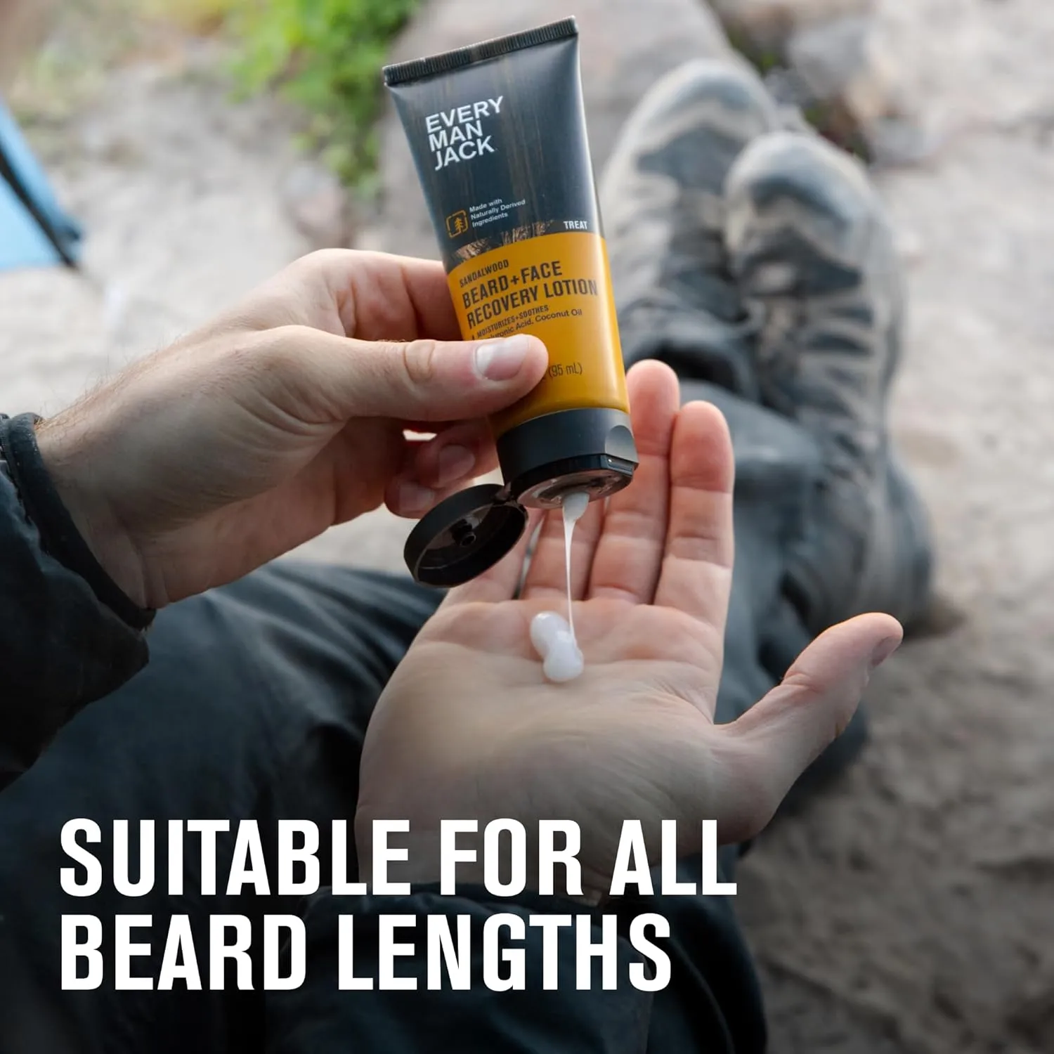 Every Man Jack Beard   Face Recovery Lotion-Moisturizes Relieves Dry Skin and Beard Itch - Light Sandalwood Scent-Made w/Naturally Derived Ingredients like Coconut Oil, and Witch Hazel-3.2oz(2 pack)