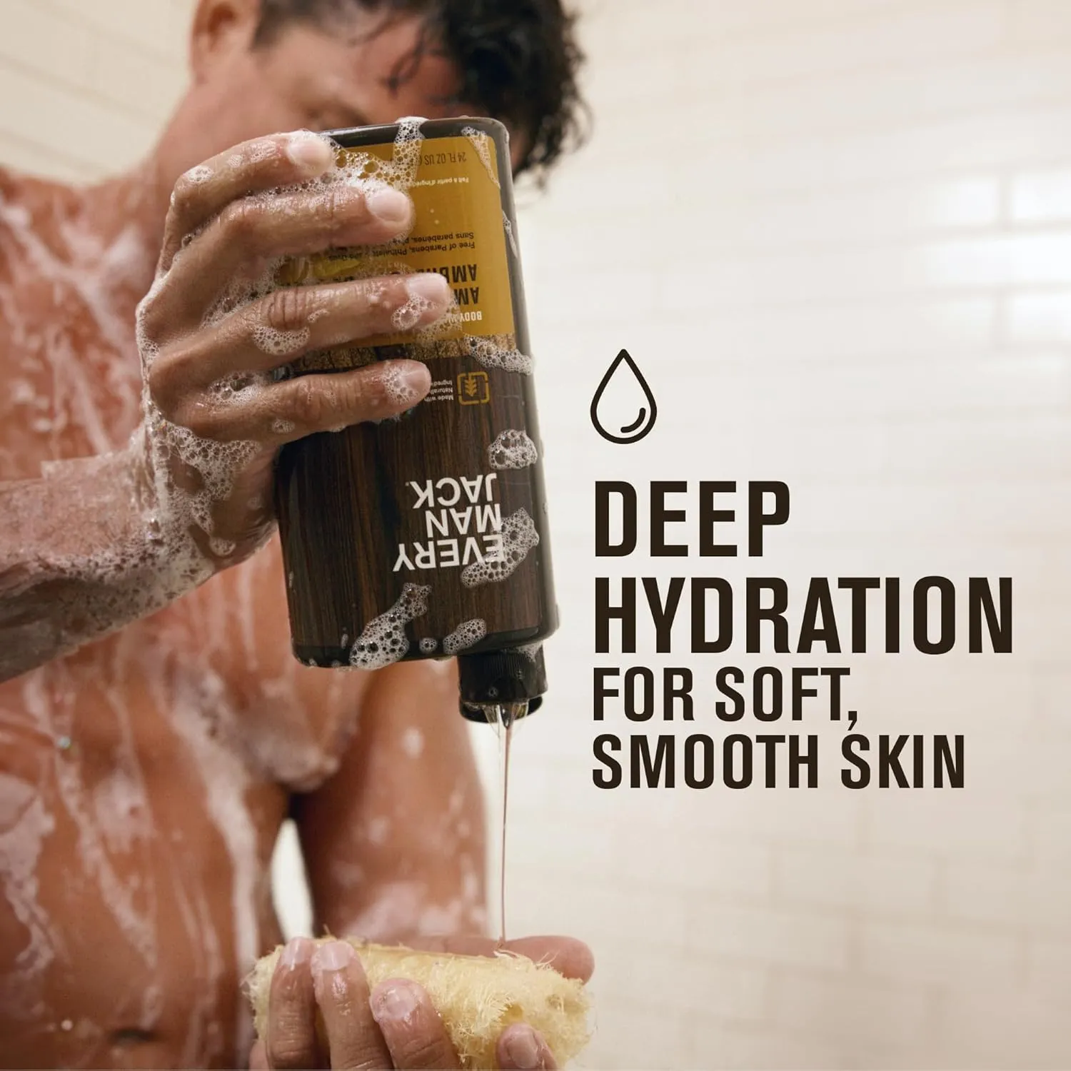 Every Man Jack Nourishing Coastal Moss Mens Body Wash for All Skin Types - Naturally Derived Ingredients - Cleanse and Hydrate Skin with Coconut and Glycerin - 24oz 2 Bottles