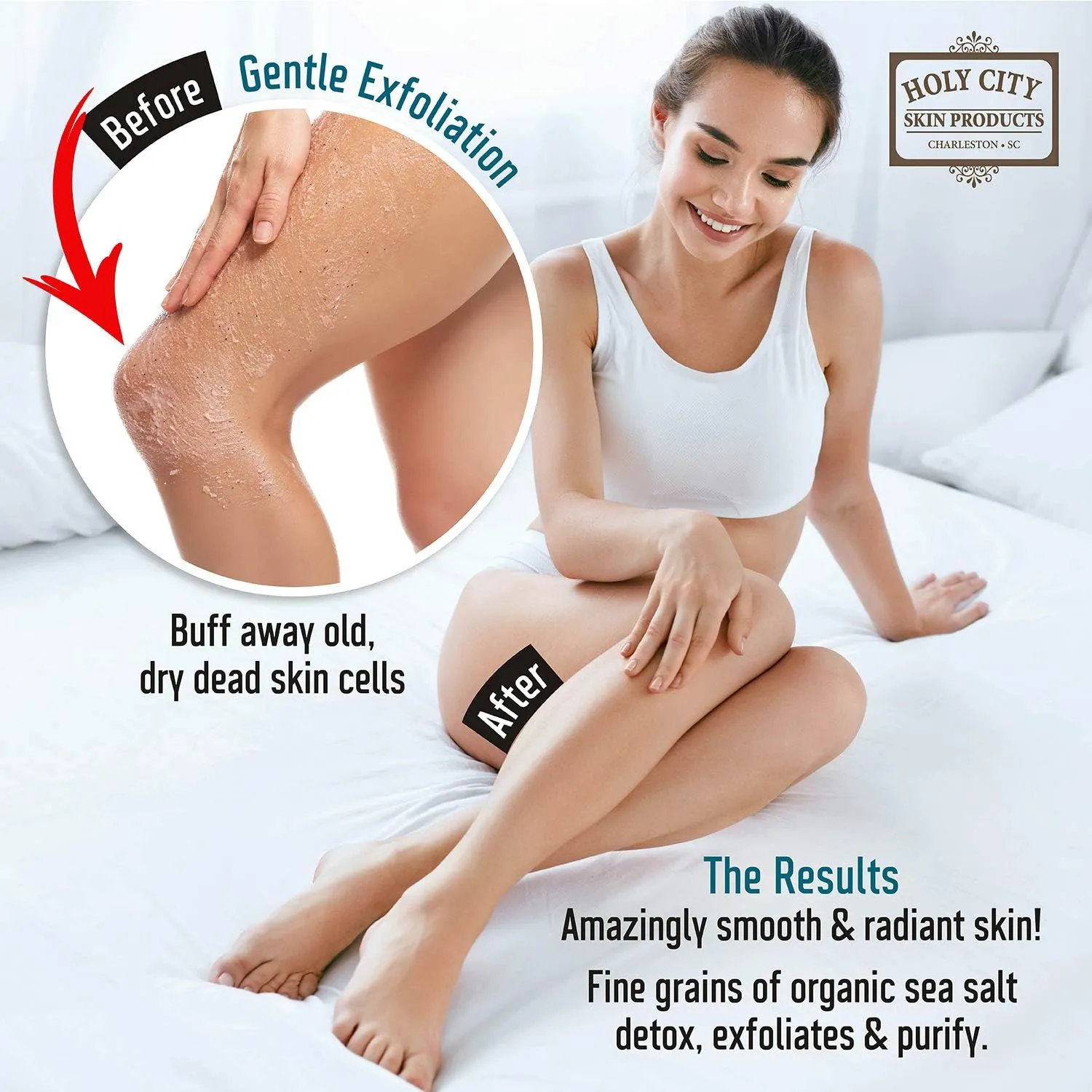 Exfoliating Body Scrub - Pure Dead Sea Salt Scrub for Hands and Body, 16 fl oz Hydrating Moisturizing Skin Care for Body Acne, Eczema, Wrinkles (Ginger Verbena)