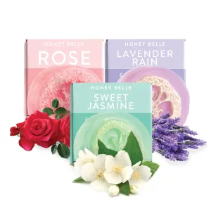 Exfoliating Loofah Soap 3-Pack Floral - Exfoliating Bar Soap with Loofah Inside - Cleansing, Moisturizing, Nourishing, Scrubby Soap - Plant-Based, Eco-Friendly, Vegan, Cruelty-Free