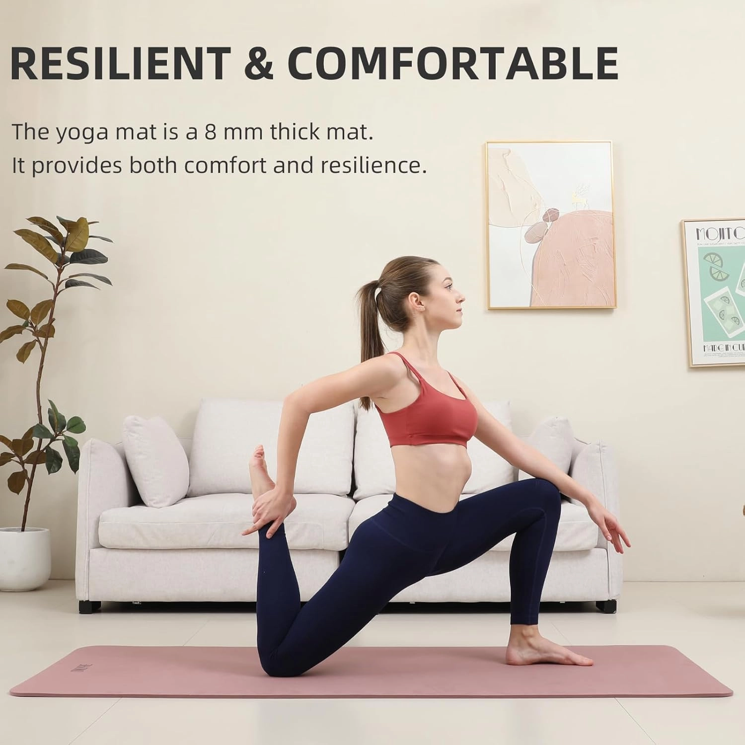 Extra Wide Yoga Mat 66cm & 8mm thick Exercise mat, Soft Lightweight POE Fitness Mat with strap, High Elasticity, Anti-fatigue for Women, Yoga, Camping, Travel, Gym & Outdoor | 72"x26" x0.31”