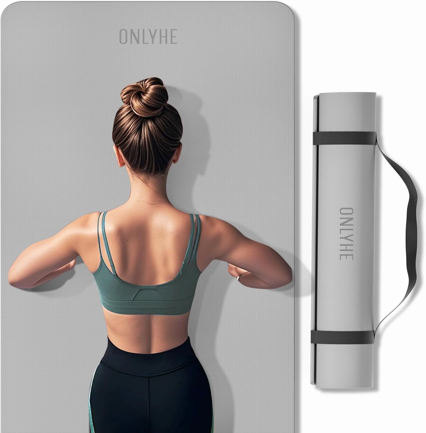 Extra Wide Yoga Mat 66cm & 8mm thick Exercise mat, Soft Lightweight POE Fitness Mat with strap, High Elasticity, Anti-fatigue for Women, Yoga, Camping, Travel, Gym & Outdoor | 72"x26" x0.31”(Gray)